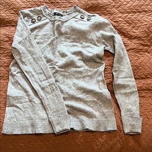 Pink Clover Light Gray Button-Accent Sweater